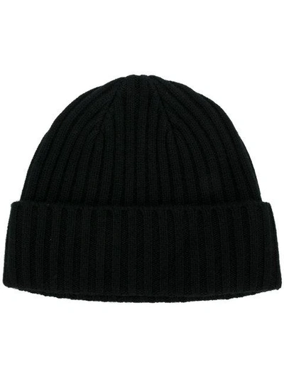 N•peal Chunky Ribbed Knit Beanie In Black