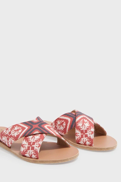 Ancient Greek Sandals Thais Bandana Leather Sandals In Red