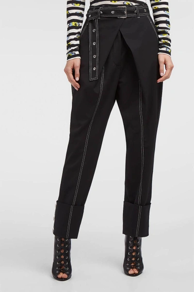 Proenza Schouler Lightweight Wool Suiting Cuffed Straight Trouser In Black