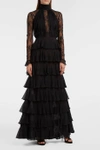 ELIE SAAB Tiered Silk-Chiffon And Lace Gown