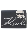 KARL LAGERFELD IKONIK SHOULDER BAG WITH GLITTER AND EMBROIDERED PRINT,76KW3012-999