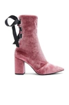 SELF-PORTRAIT SELF-PORTRAIT X ROBERT CLERGERIE VELVET KIBBONT BOOTS IN PINK,KIBBONT