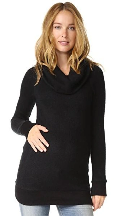 Ingrid & Isabel Maternity Cowl-neck Sweater Tunic In Jet Black