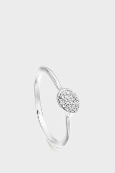 Monica Vinader Siren Small Pave Diamond Stacking Ring In Silver