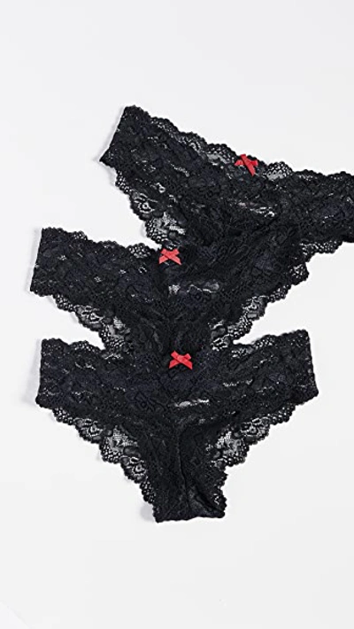 Skarlett Blue Women's Goddess Low Rise Super Soft Cheeky Chikini Bikini 3 Pack In Black