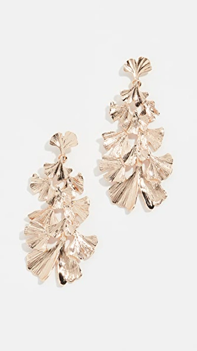 Stella & Ruby Leaf Dangle Earrings In Gold