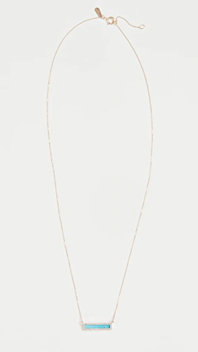 Adina Reyter Turquiose + Diamond Bar Necklace In Turquoise/gold