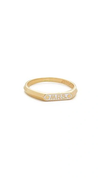 Nora Kogan Mrs. Signet Enamel Ring In White