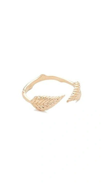 Nora Kogan 10k Gold Double Leaf Ring In Yellow Gold