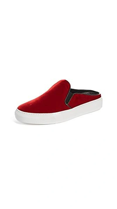 Zcd Montreal 20mm Nico Velvet Mule Trainers In Red