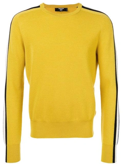 Dsquared2 Wool Knit Jumper W/ Contrasting Stripes In Yellow & Orange