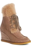CHLOÉ Peggy Genuine Shearling Wedge Bootie