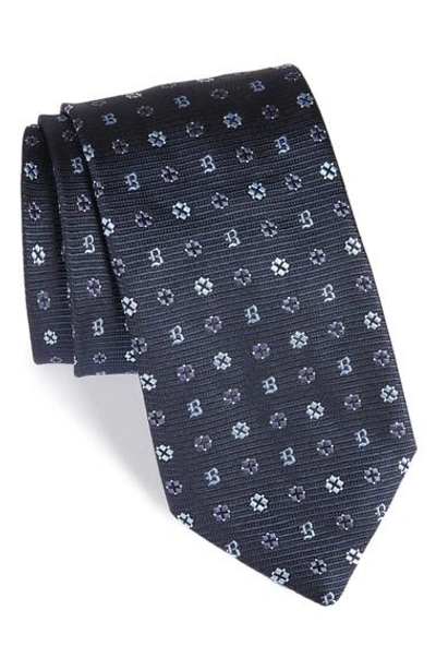 Brioni Foulard Woven Silk Tie In Navy