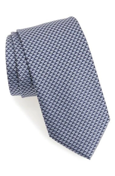 Brioni Geometric Silk Tie In Blue/ Grey