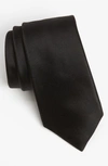 David Donahue Woven Silk Tie In Black