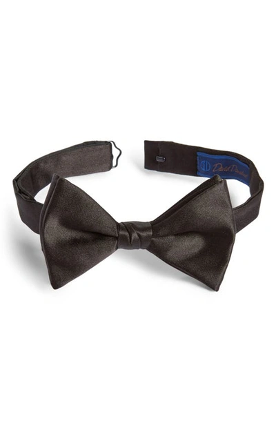 David Donahue Pre-tied Silk Bow Tie In Black Satin