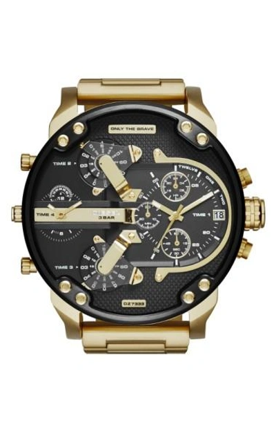 Diesel Men's Mr. Daddy 2.0 Gold-tone Ion-plated Stainless Steel Bracelet Watch 57mm Dz7333 In Oro