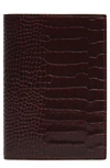 Smythson Mara Croc Embossed Leather Passport Case In Winter Berry