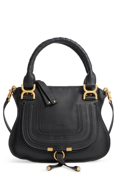 Chloé Small Marcie Leather Satchel In Black