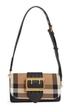 BURBERRY SMALL BUCKLE HOUSE CHECK & LEATHER CONVERTIBLE CLUTCH - BLACK,4022460
