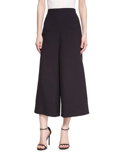 Andrew Gn Wide-leg Cropped Crepe Pants, Black