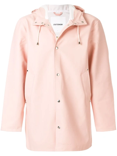 Stutterheim Stockholm Hooded Raincoat In Pink