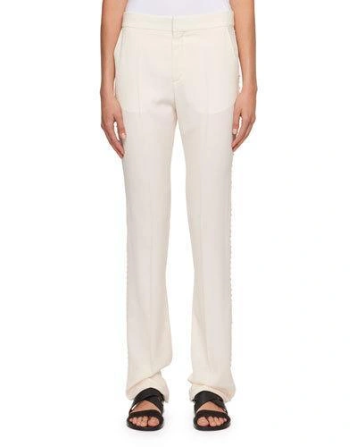 Chloé Cady Straight-leg Pants With Rhinestone Embroidery