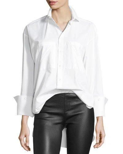 Palmer Harding Mom Button-front Long-sleeve Poplin Shirt In White