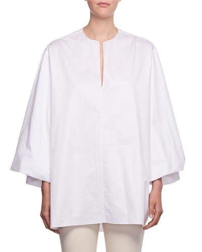 The Row Charis Split-neck Oversized Sea-island Cotton Shirt In White