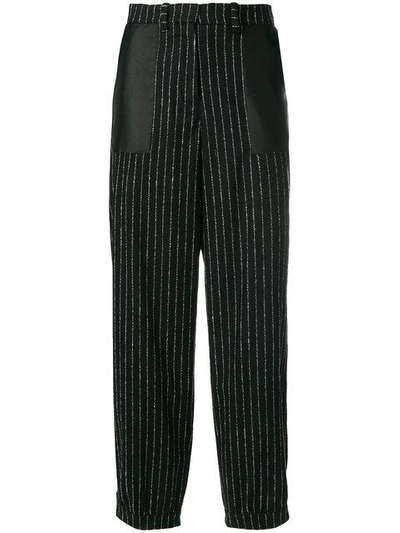 Aalto Pinstripe Cropped Trousers In Black