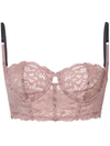 Fleur Du Mal Charlotte Lace Longline Bra In Neutrals