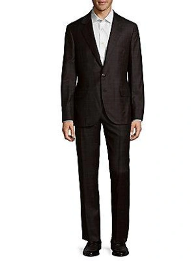 Brunello Cucinelli Checkered Wool Suit In Dark Grey