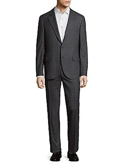 Brunello Cucinelli Checkered Wool Suit In Grey