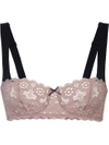Fleur Du Mal Crochet Lace Balconette Bra In Pink