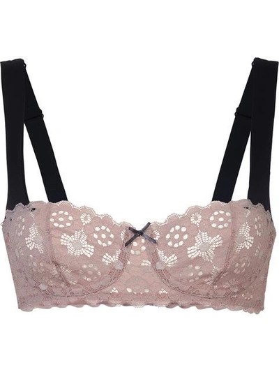 Fleur Du Mal Crochet Lace Balconette Bra In Blush