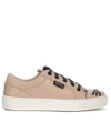 KARL LAGERFELD LEATHER SNEAKER WITH CAT WHISKERS AND EARS,KL61035-OLP-LIGHTPIN