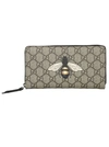 GUCCI BEE PRINT GG SUPREME ZIP AROUND WALLET,451273 K5V1N8666