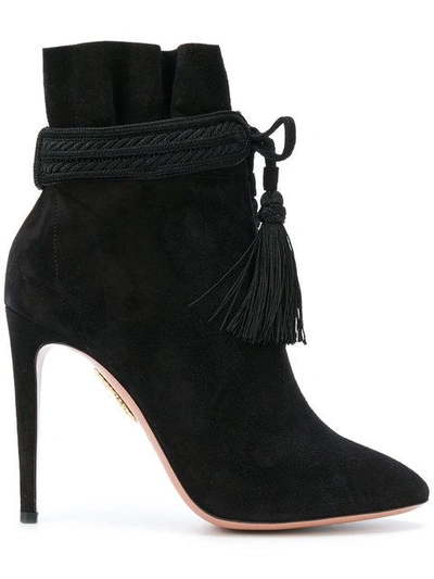 Aquazzura Black Suede Heeled Ankle Boots