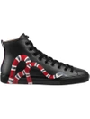 GUCCI LEATHER HIGH-TOP WITH SNAKE,473770AYOV012430551