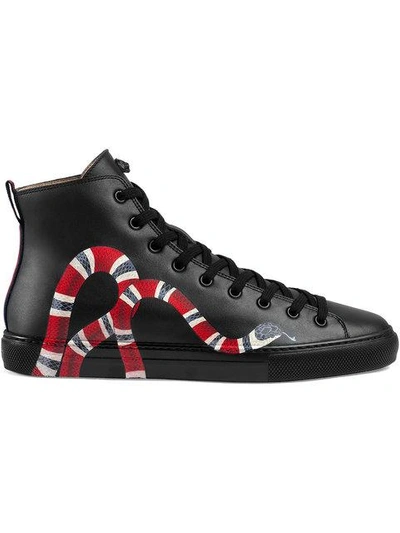 Gucci Leather High-top With Snake In Blue