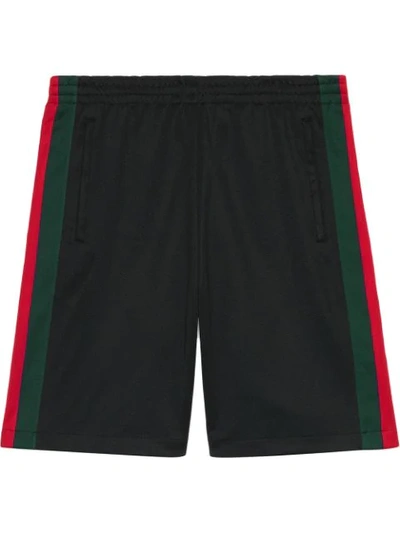 Gucci Technical Jersey Short With Web Detail In Black