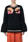 FENDI FUR-EMBELLISHED JERSEY COTTON SWEATSHIRT,FS6853 4IZF0GME