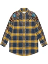 GUCCI EMBROIDERED PLAID OVERSIZED SHIRT,492740Z382E12432948