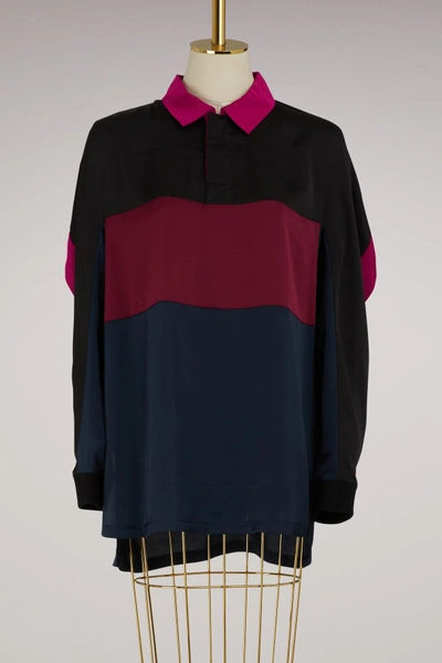 Koché Oversize Polo Shirt With Long Sleeves In Black & Multi