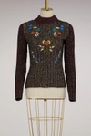 RED VALENTINO SWEATER WITH EMBROIDERED FLOWERS,NR0KC112/3BP/ANTIQUE ROSE LIGHT