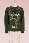 KENZO COTTON TIGER SWEATER,F762SW8714XE/DARK KHAKI