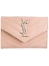 Saint Laurent Monogram Quilted Wallet In Pink