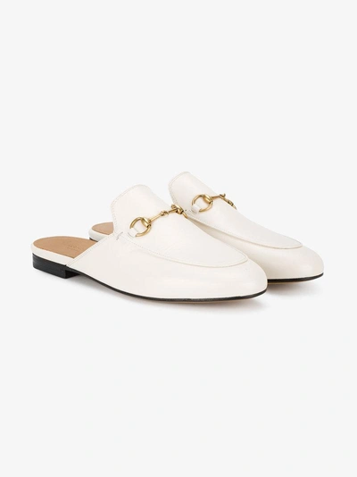 Gucci White Princetown Leather Mules