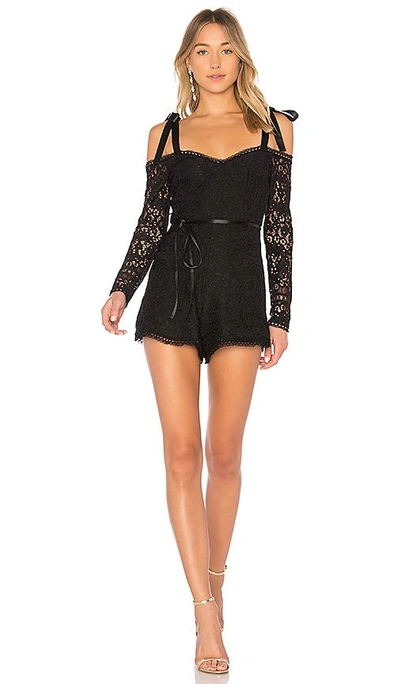 Alexis Kathryn Cold-shoulder Corded Lace Playsuit In Black