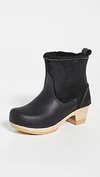 NO.6 PULL ON SHEARLING MID HEEL BOOTS BLACK,NOSIX30028